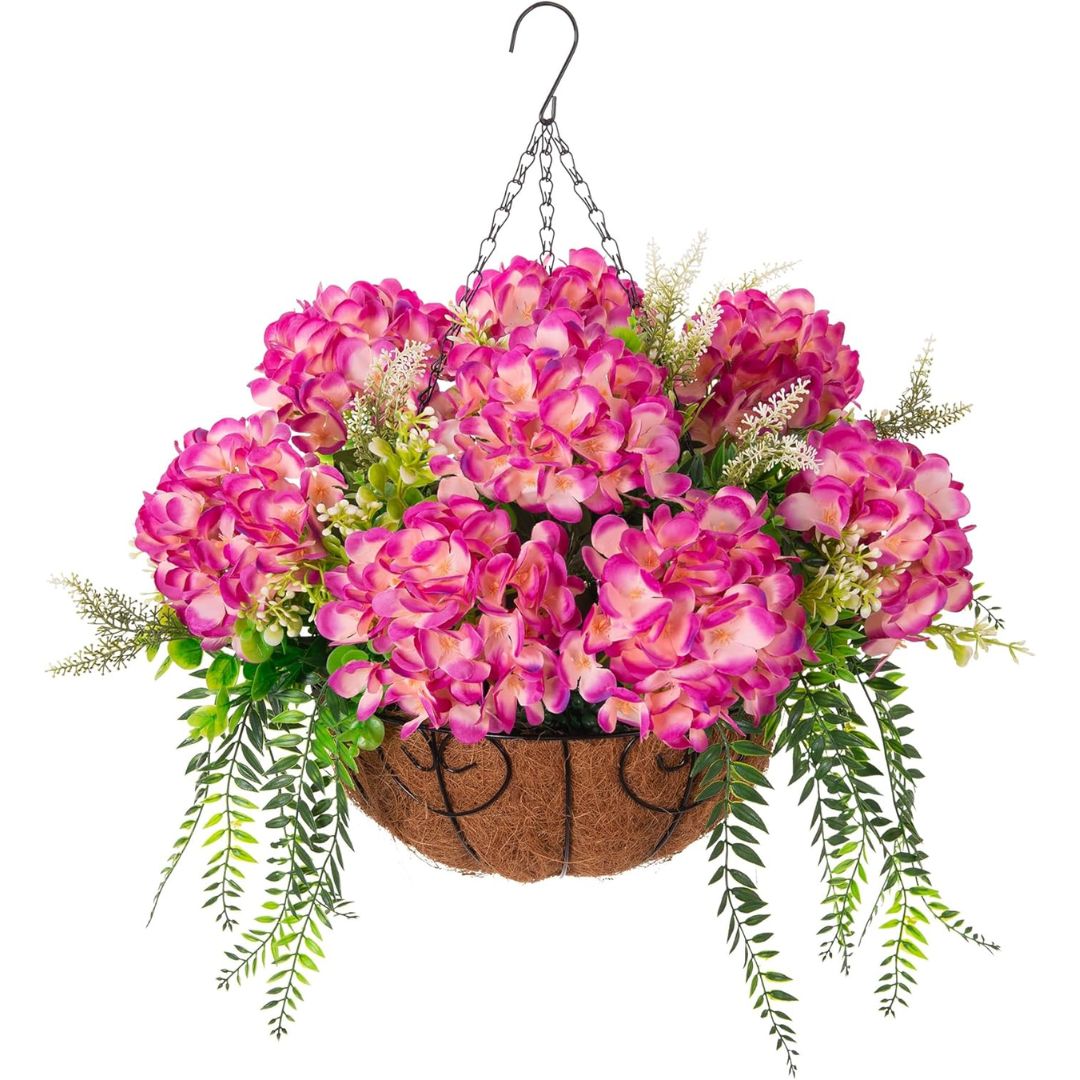 Artificial Hanging Hydrangea Basket