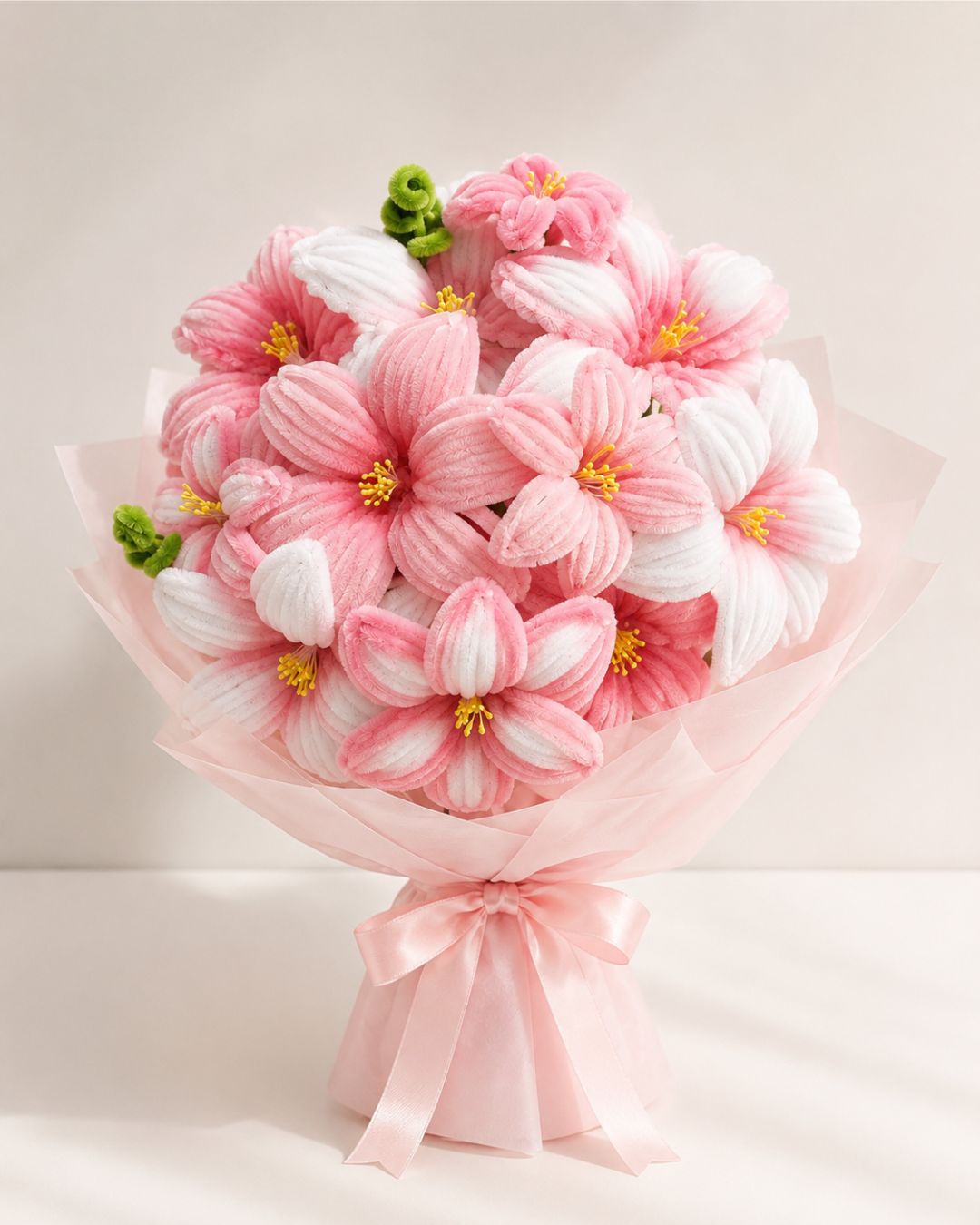 Handmade Pipe Cleaner Bouquet – Blush Lily