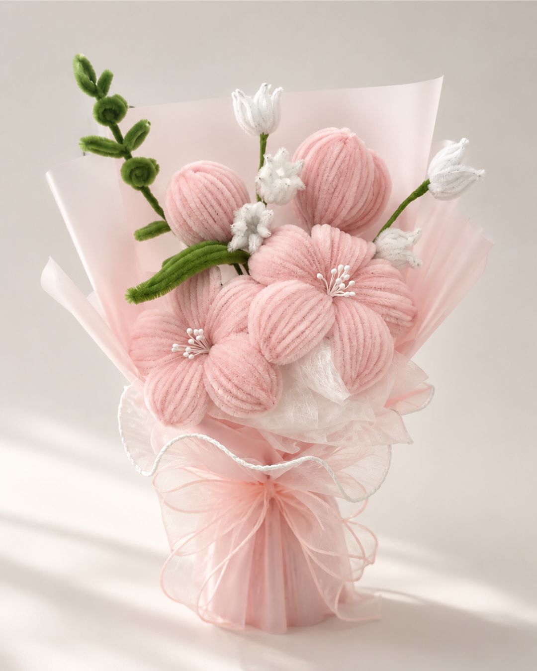Handmade Pipe Cleaner Bouquet – Pink Blossom