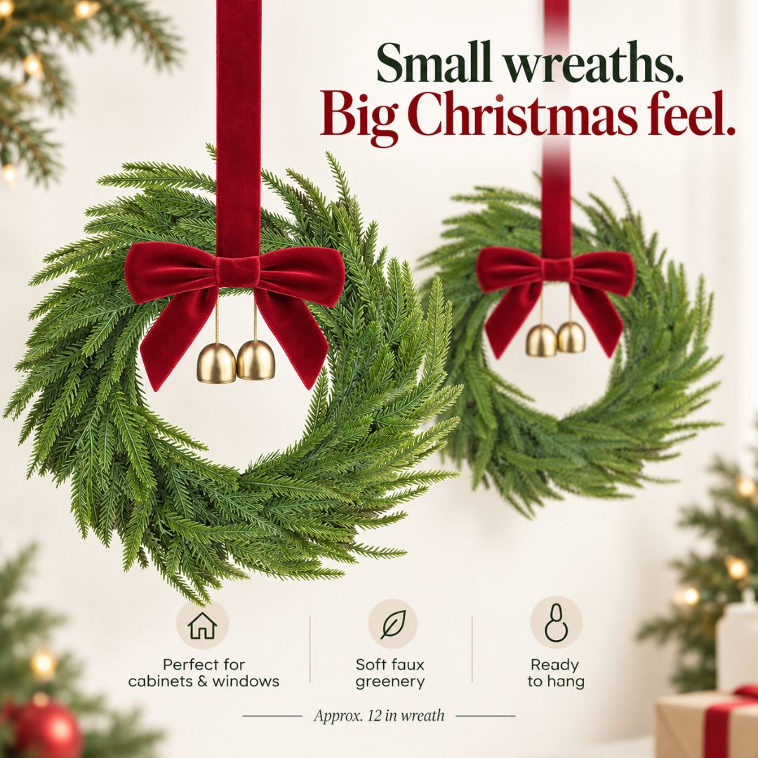 Mini Christmas cabinet wreaths