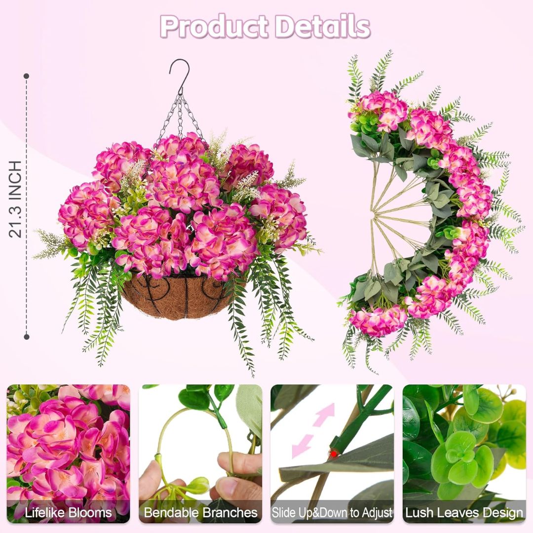 Artificial Hanging Hydrangea Basket