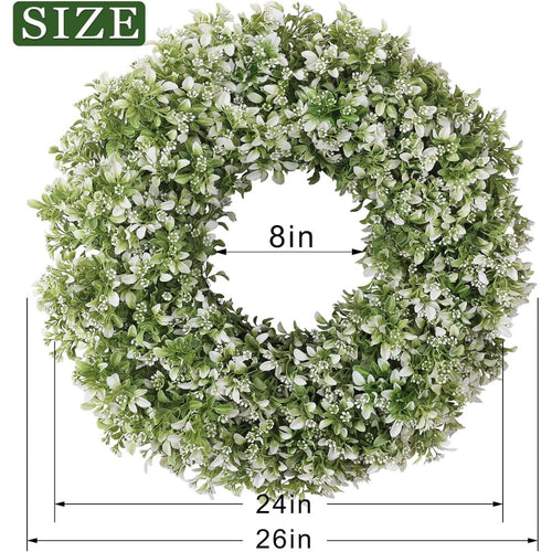 Faux Boxwood Door Wreath With Personalized Monogram Sash