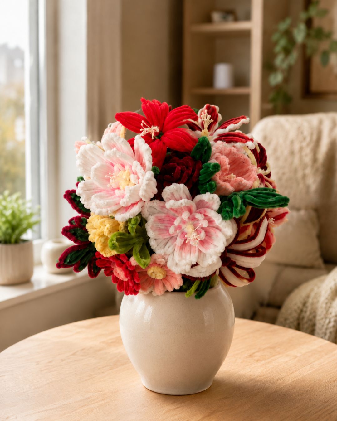 Handmade Pipe Cleaner Bouquet – Full Bloom Mix