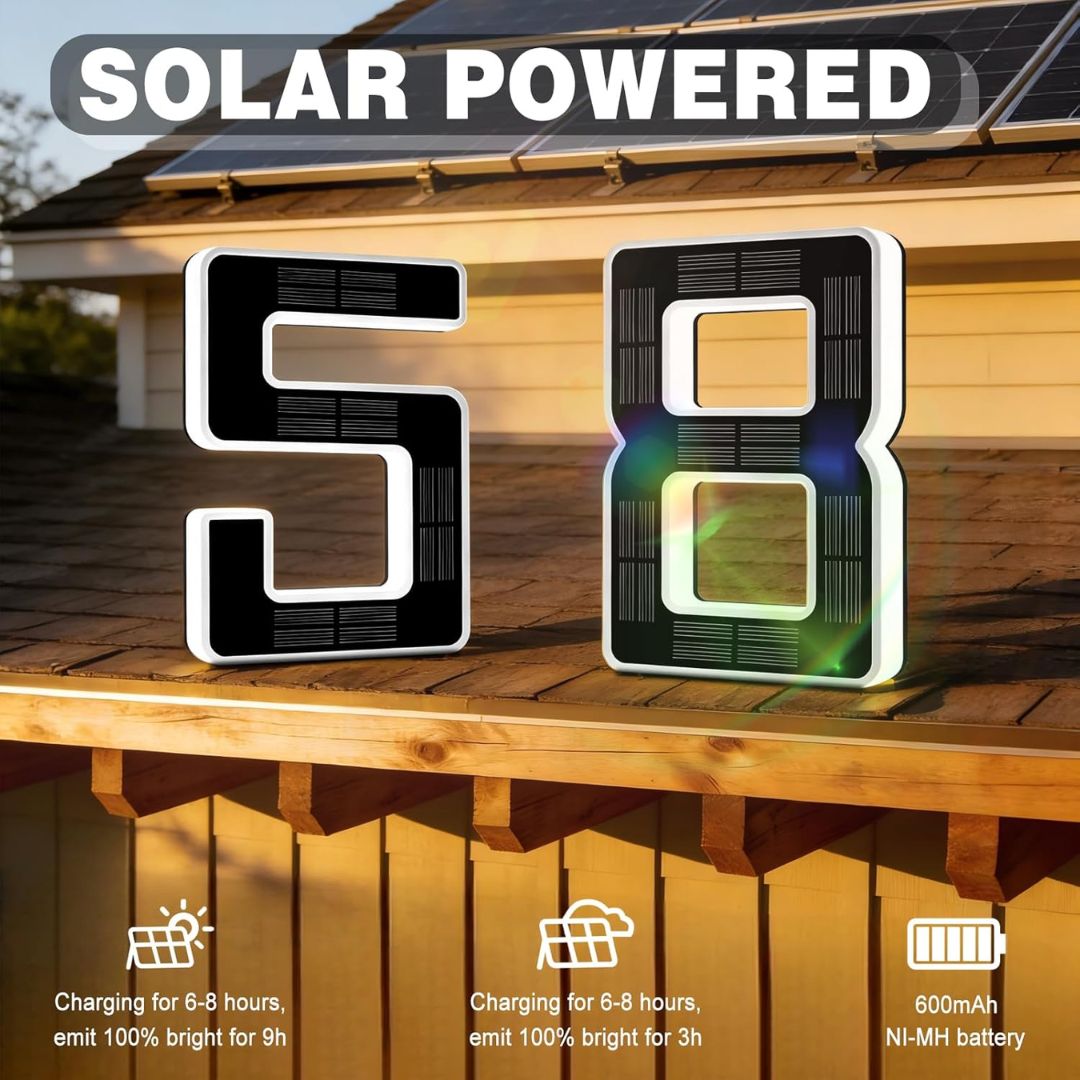 Solar LED House Number Sign