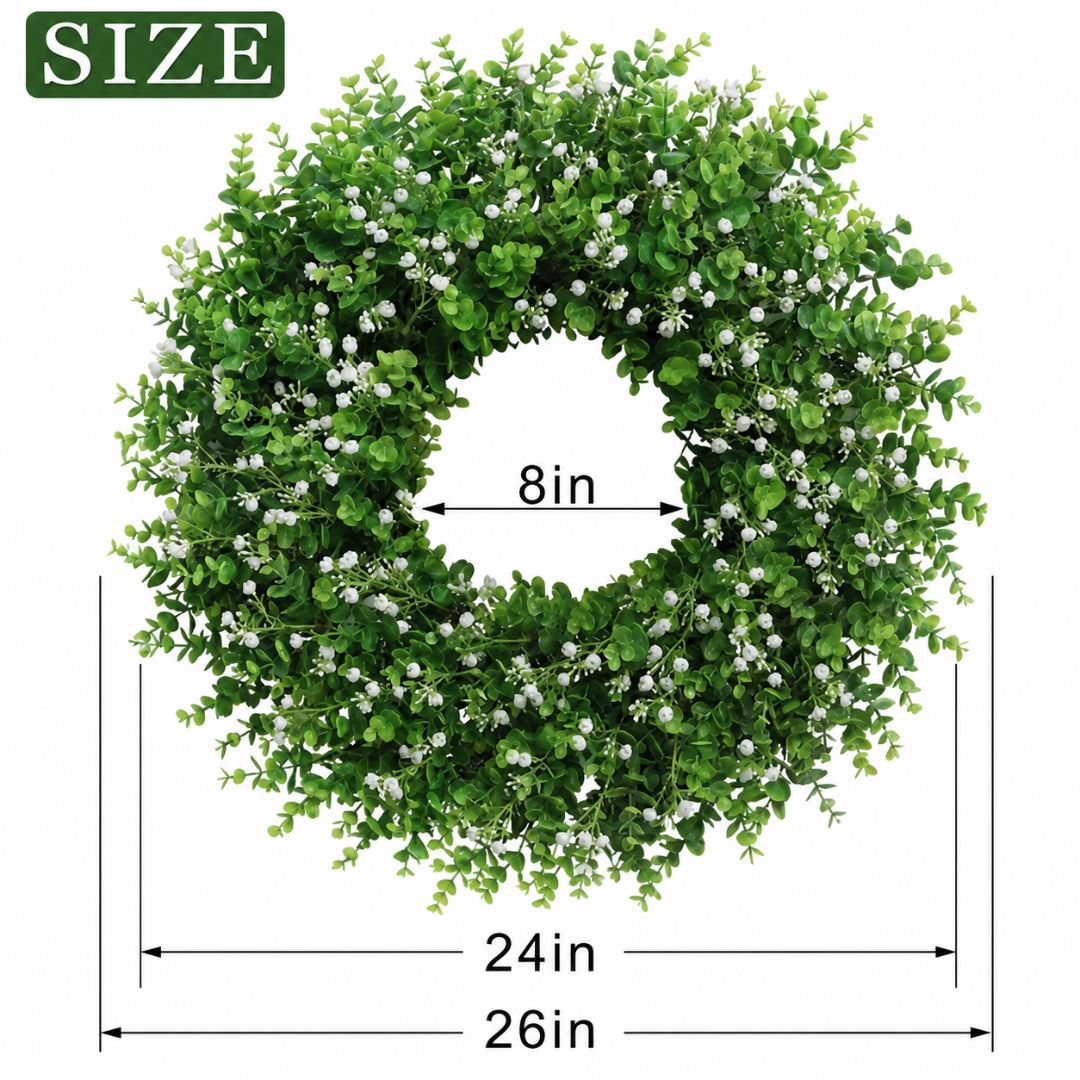 Faux Boxwood Door Wreath With Personalized Monogram Sash