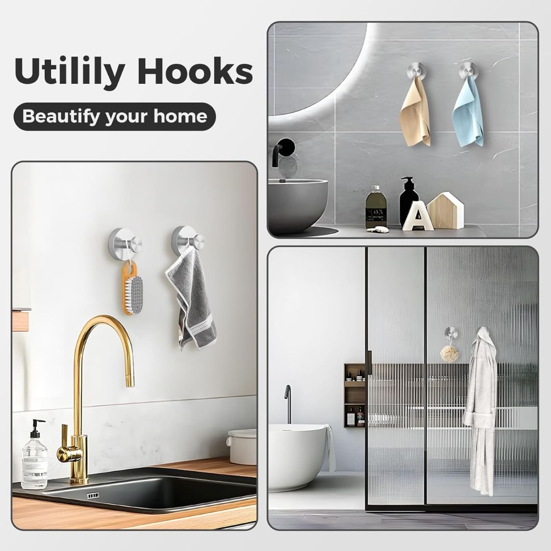 Hook set with strong suction for bathroom and kitchen