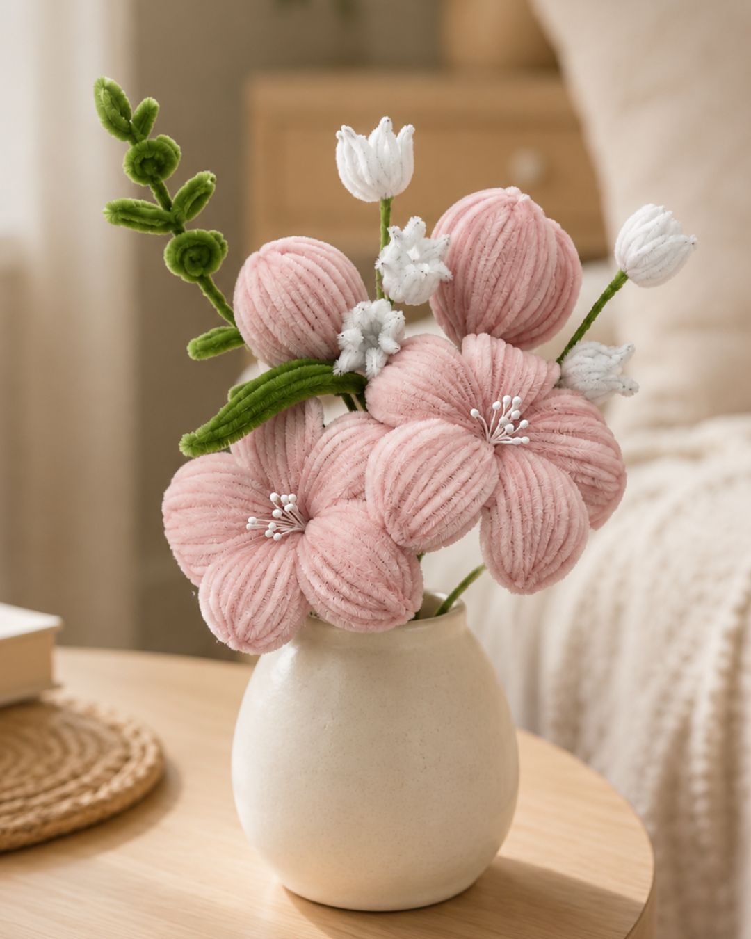 Handmade Pipe Cleaner Bouquet – Pink Blossom