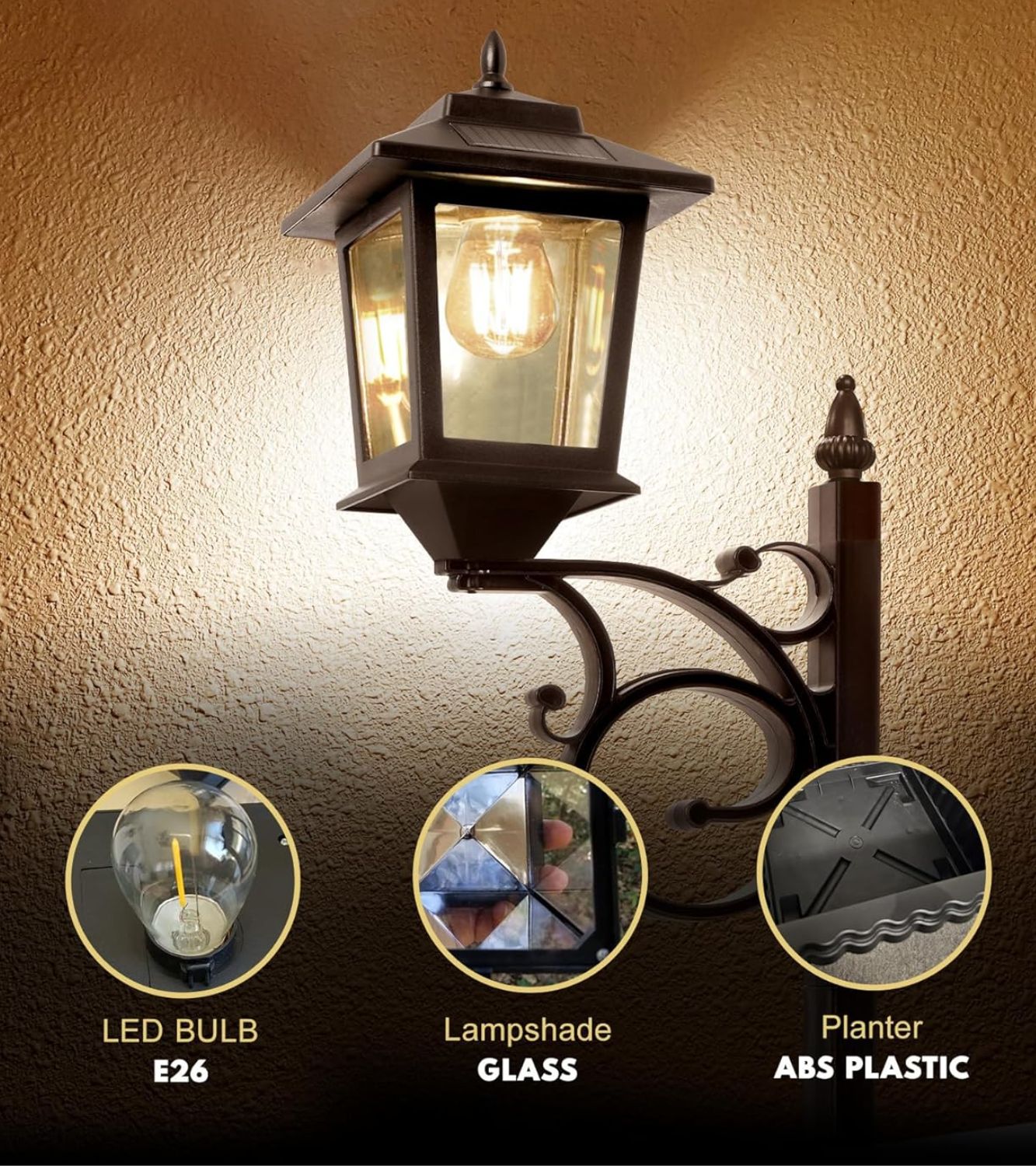 Solar lamp post with planter