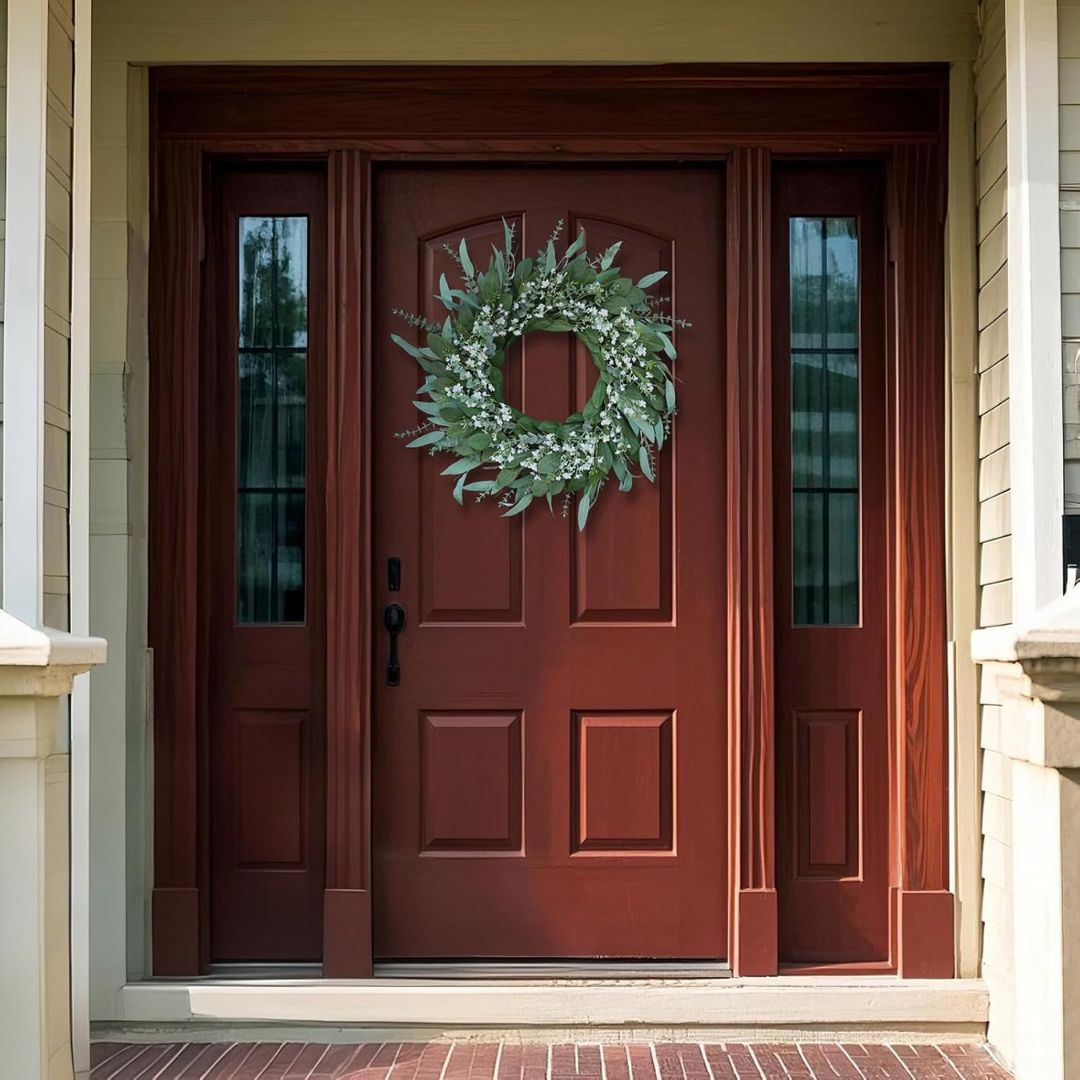 Faux Eucalyptus and Baby's Breath Door Wreath