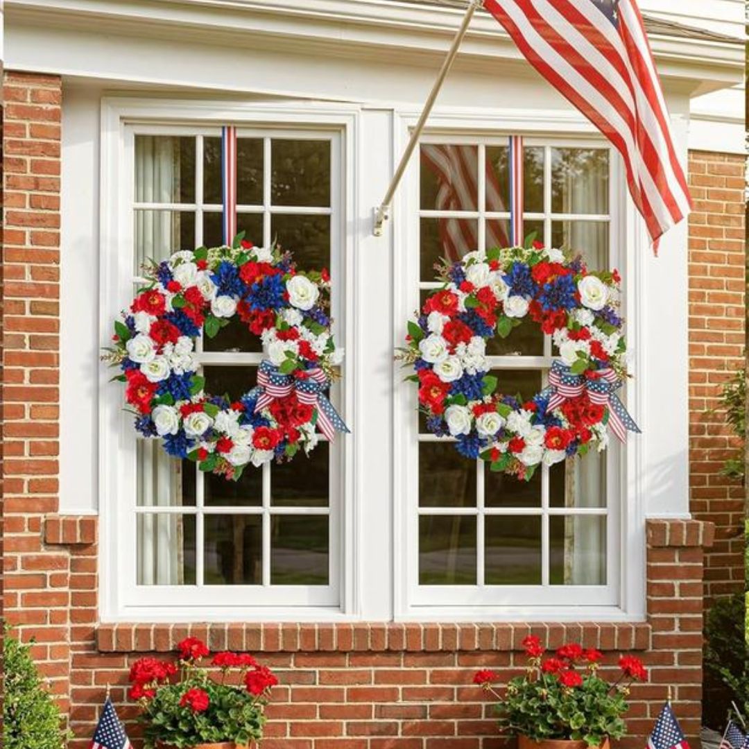 Patriotic Door Wreath – Red, White and Blue 4th of July Decor