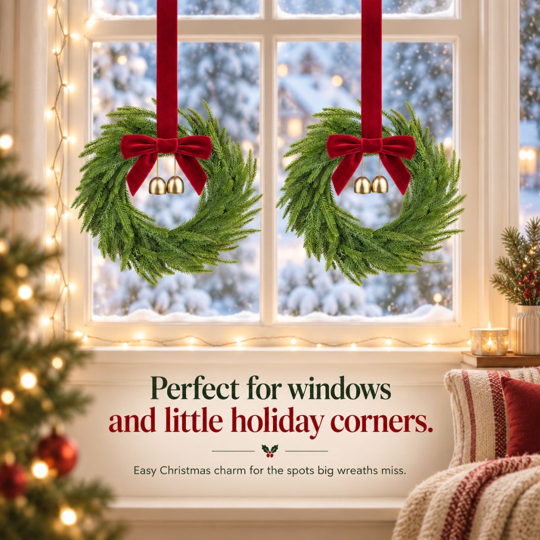 Mini Christmas cabinet wreaths