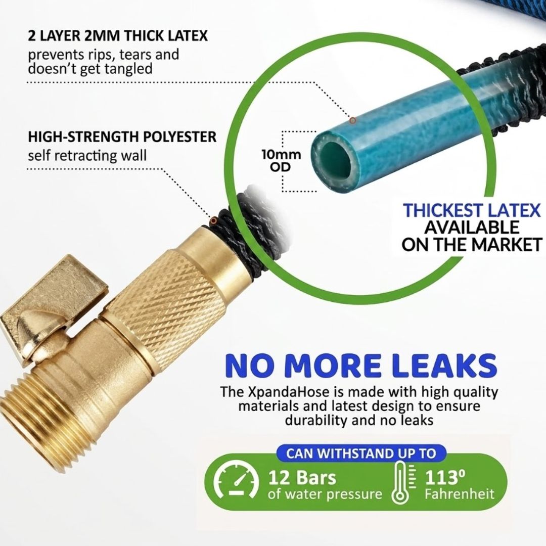 Expandable Garden Hose - Lightweight, No Kinks, Easy Storage