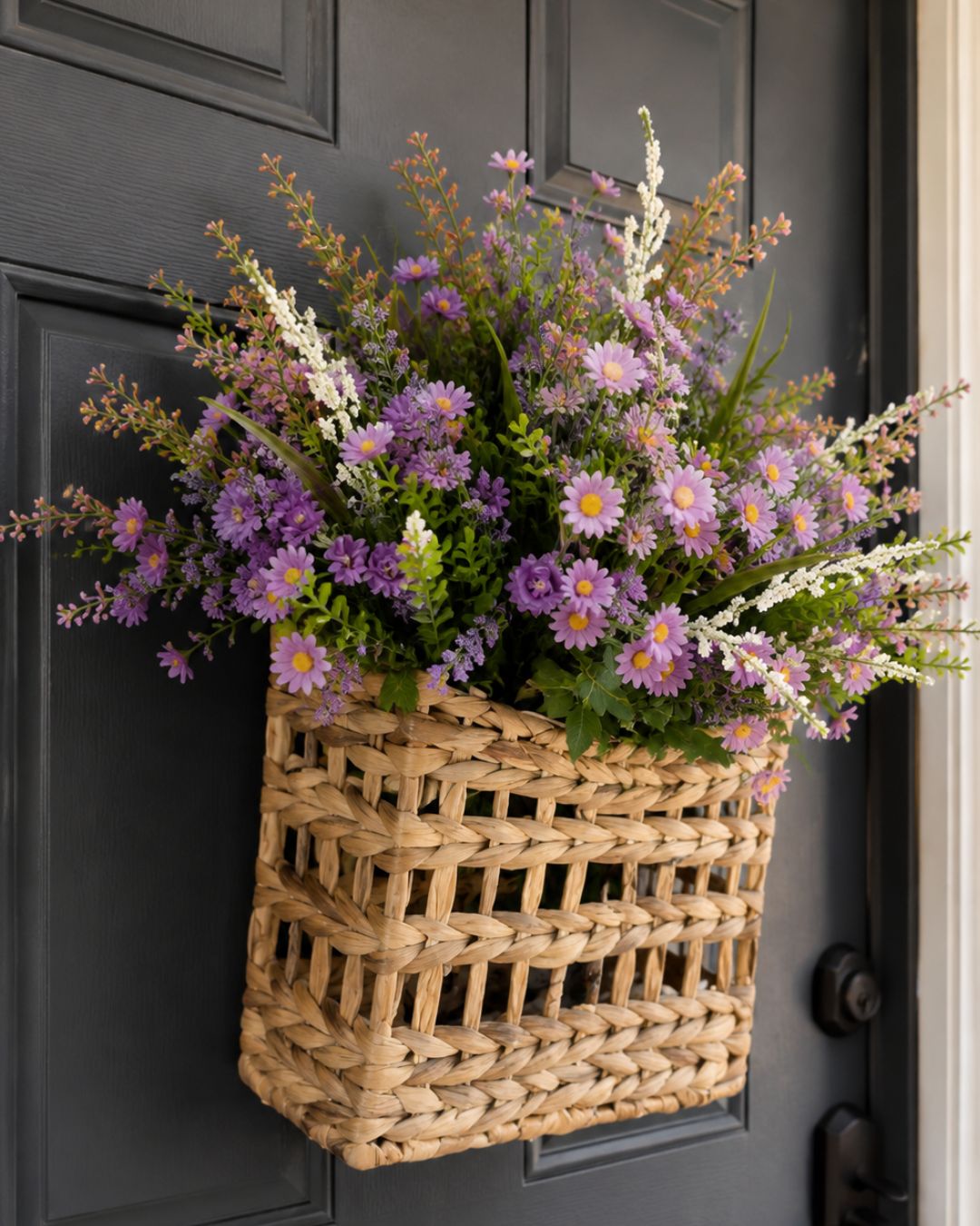 The Faux Wildflower Door Basket
