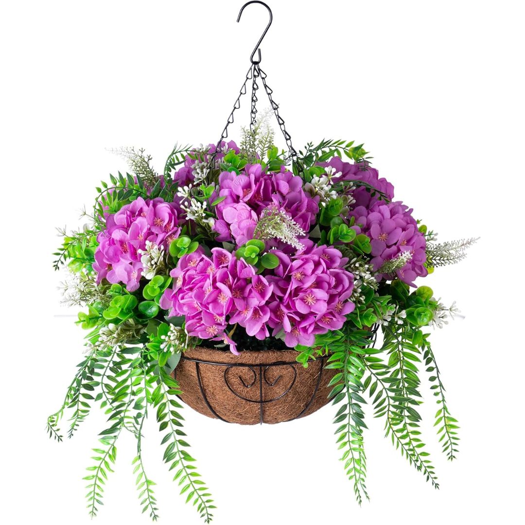 Artificial Hanging Hydrangea Basket