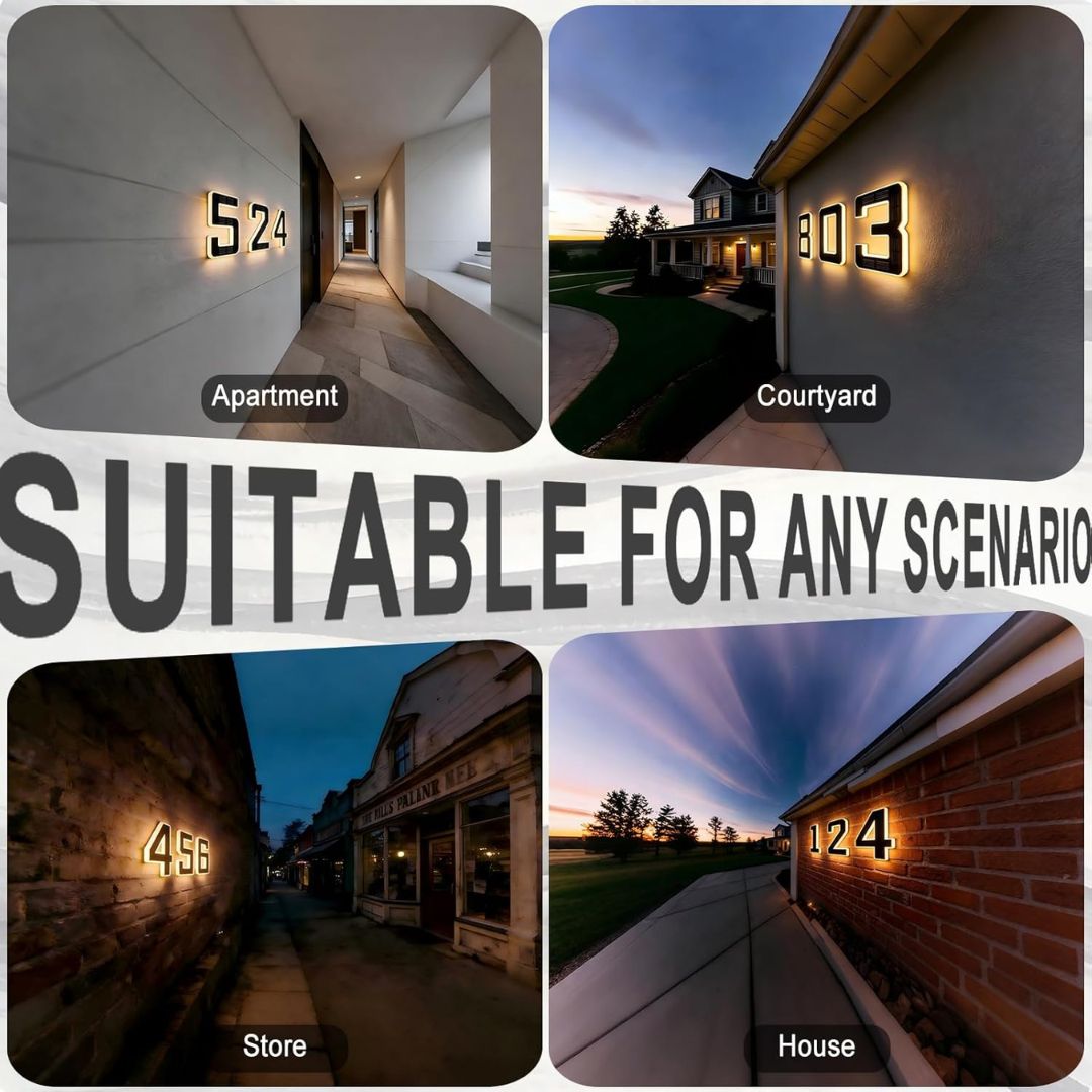 Solar LED House Number Sign
