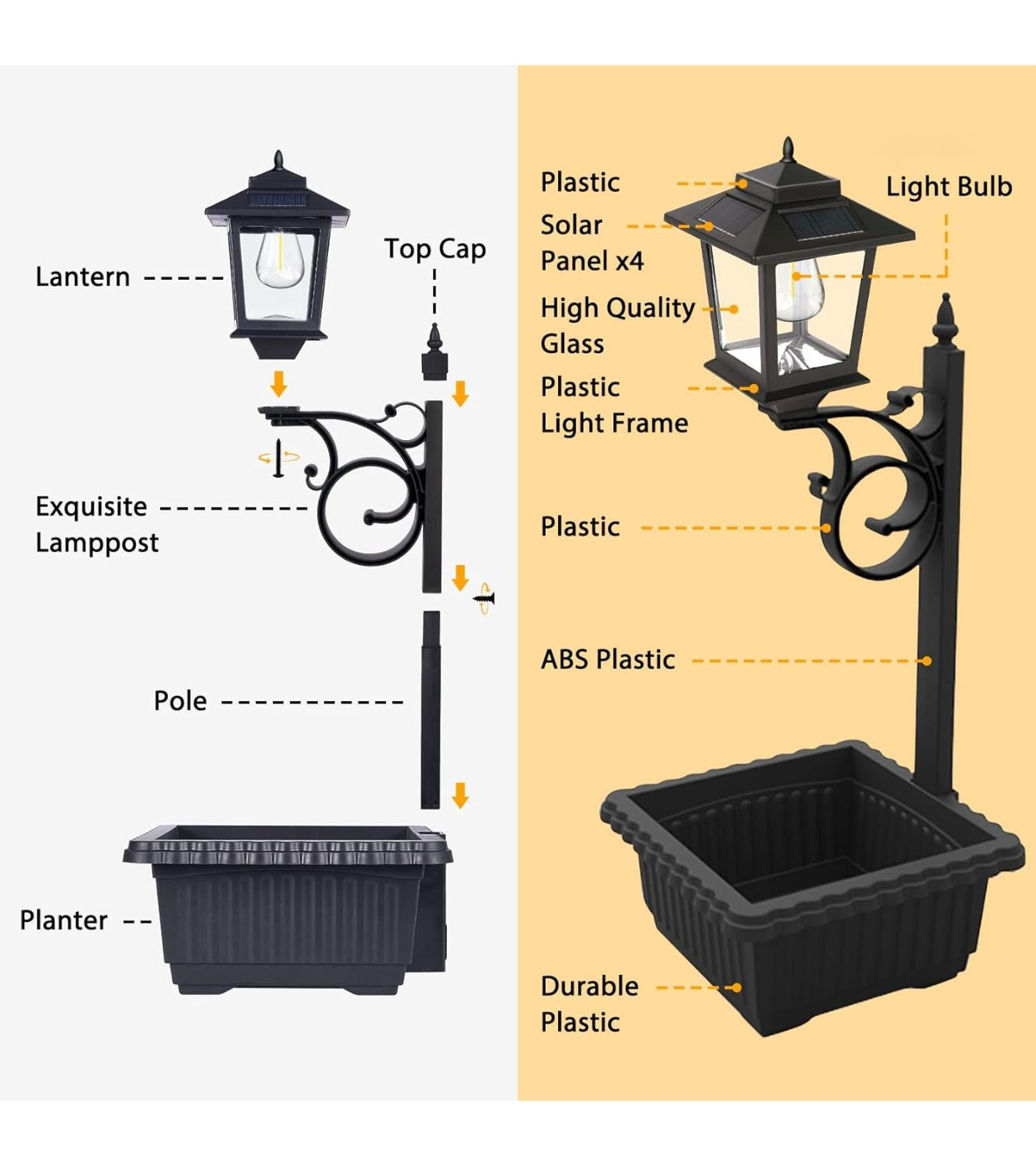 Solar lamp post with planter