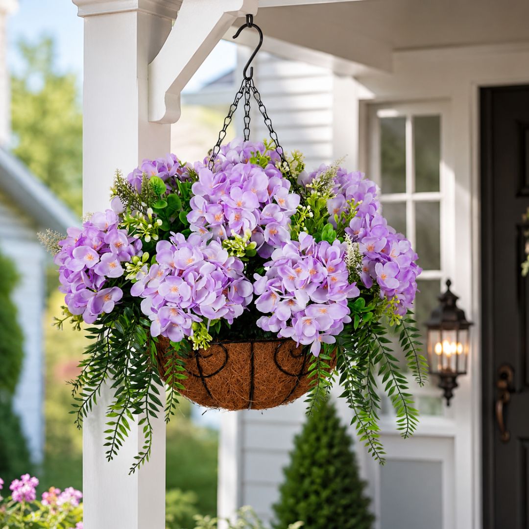 Artificial Hanging Hydrangea Basket