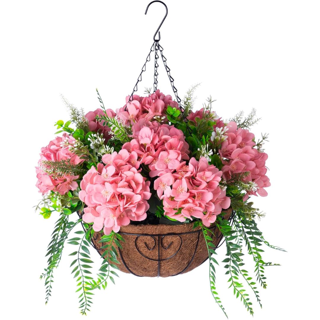 Artificial Hanging Hydrangea Basket