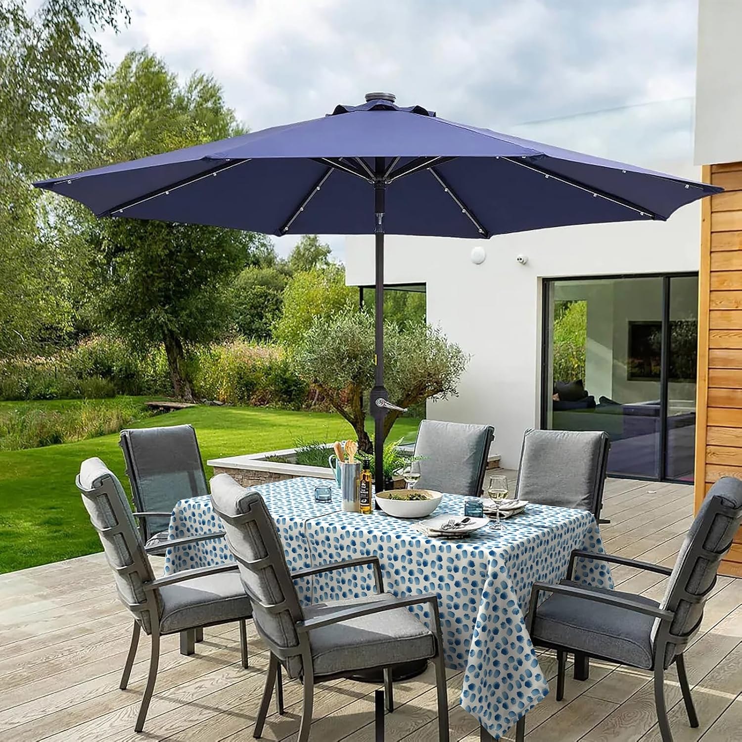 Outdoor Tablecloth with Zipper Opening - Easy Fit Around Your Parasol