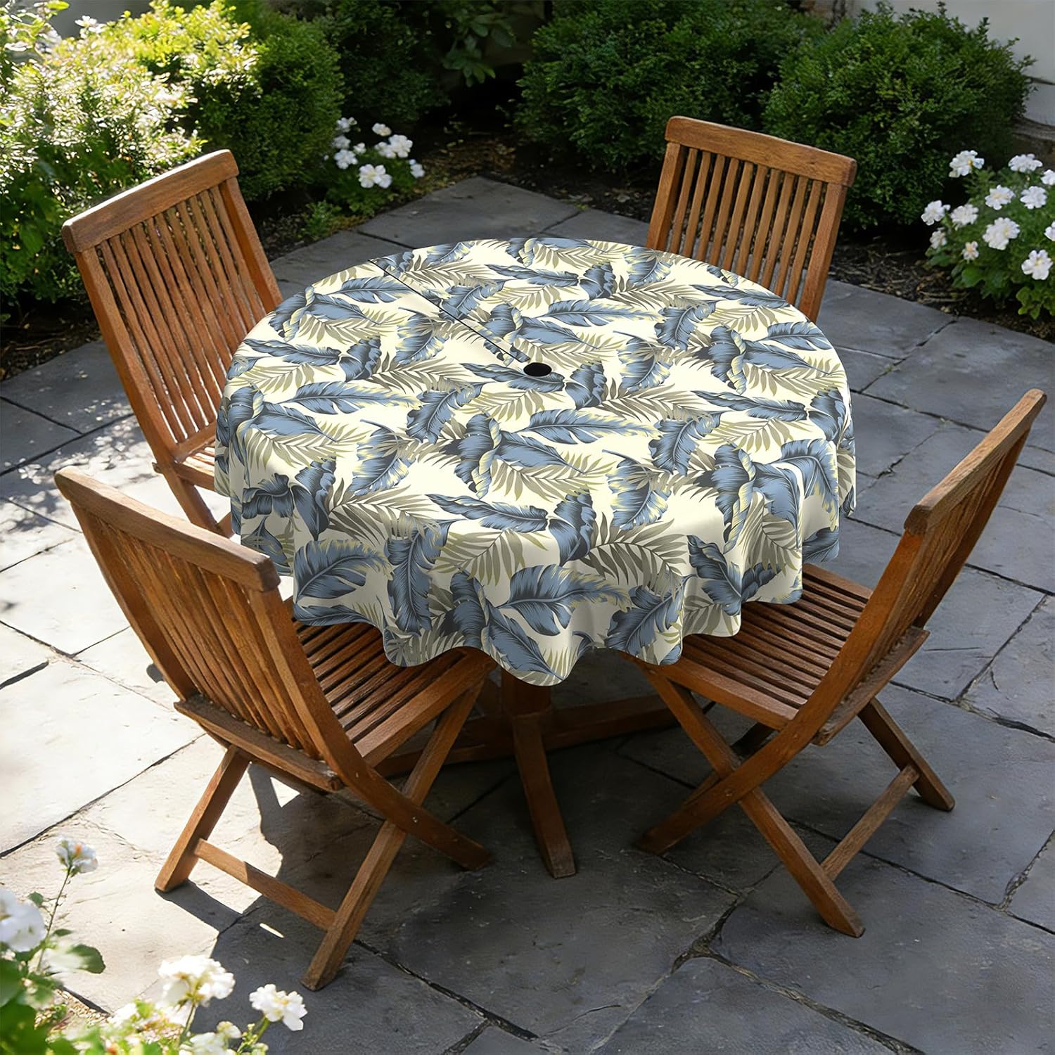 Outdoor Tablecloth with Zipper Opening - Easy Fit Around Your Parasol