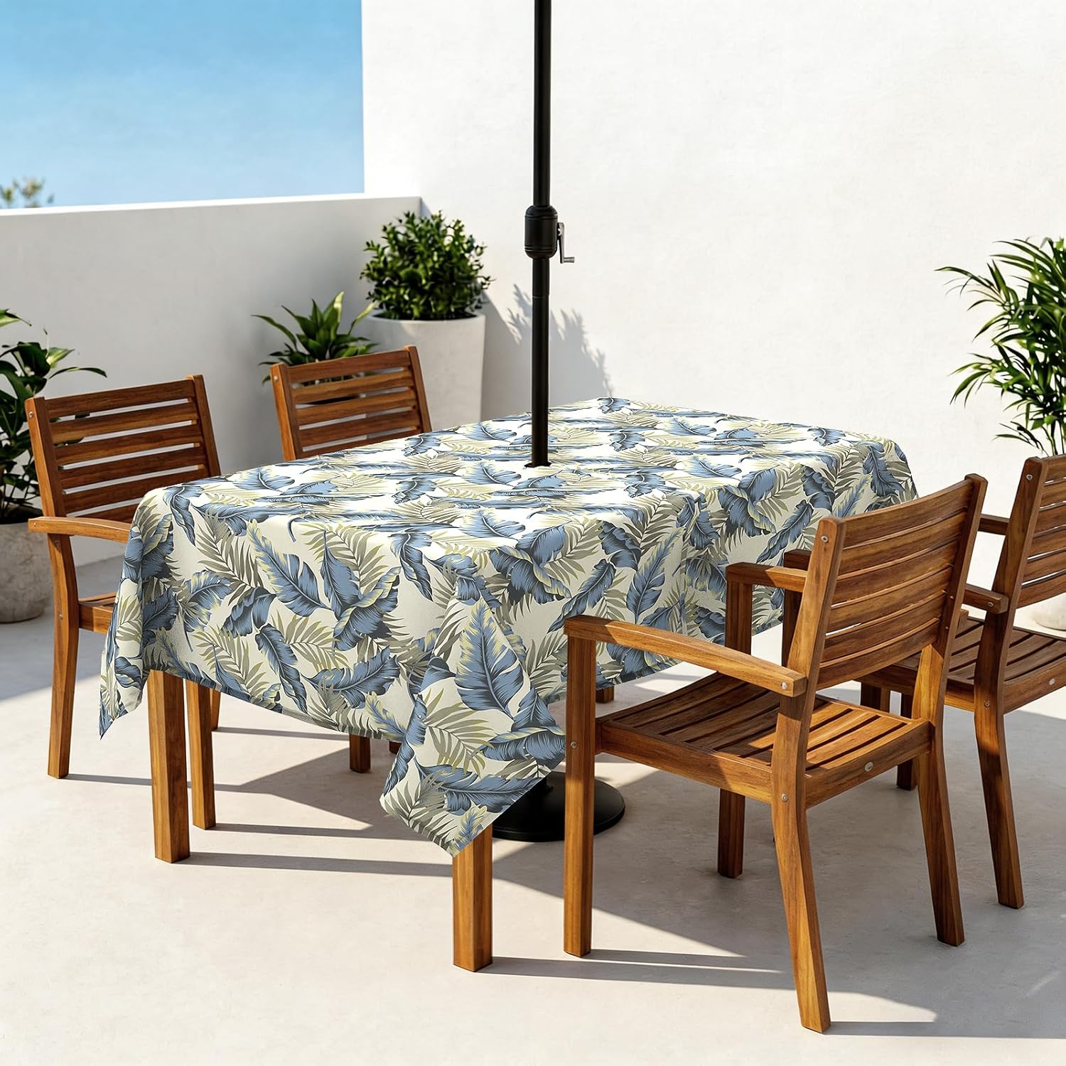 Outdoor Tablecloth with Zipper Opening - Easy Fit Around Your Parasol