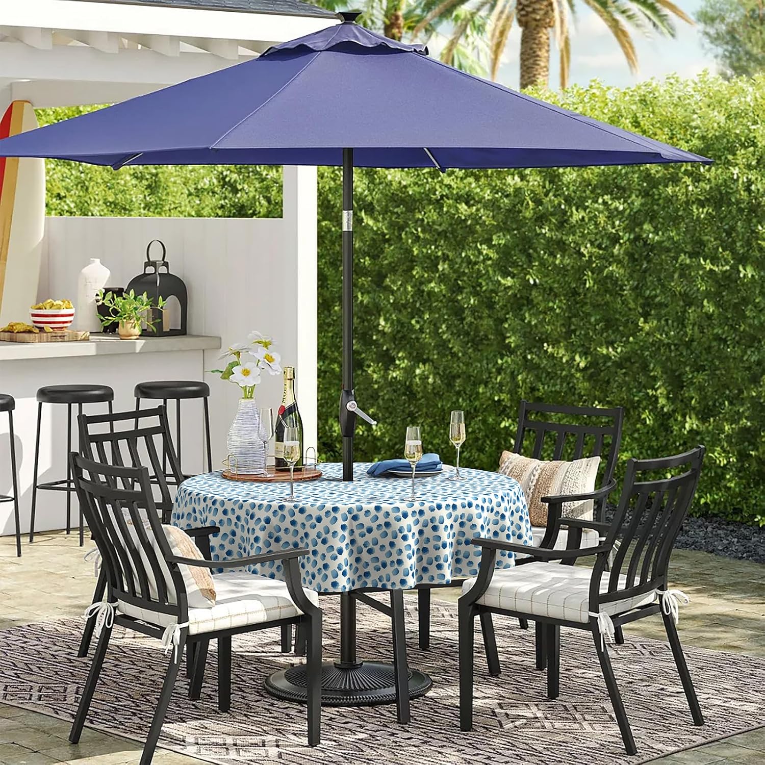 Outdoor Tablecloth with Zipper Opening - Easy Fit Around Your Parasol