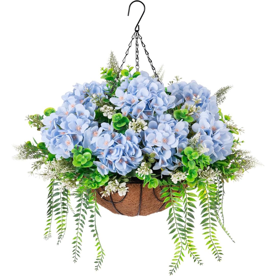Artificial Hanging Hydrangea Basket
