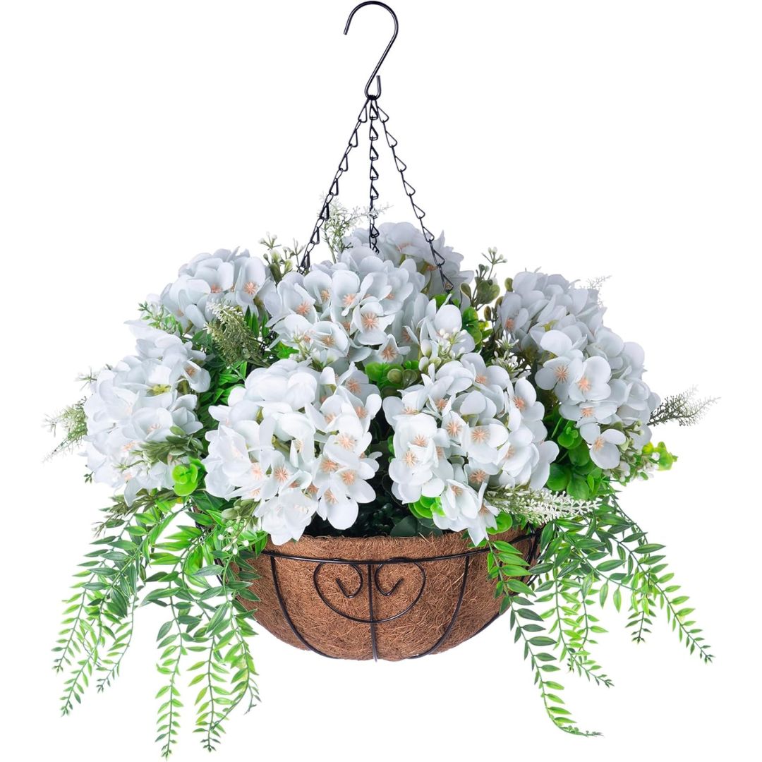 Artificial Hanging Hydrangea Basket