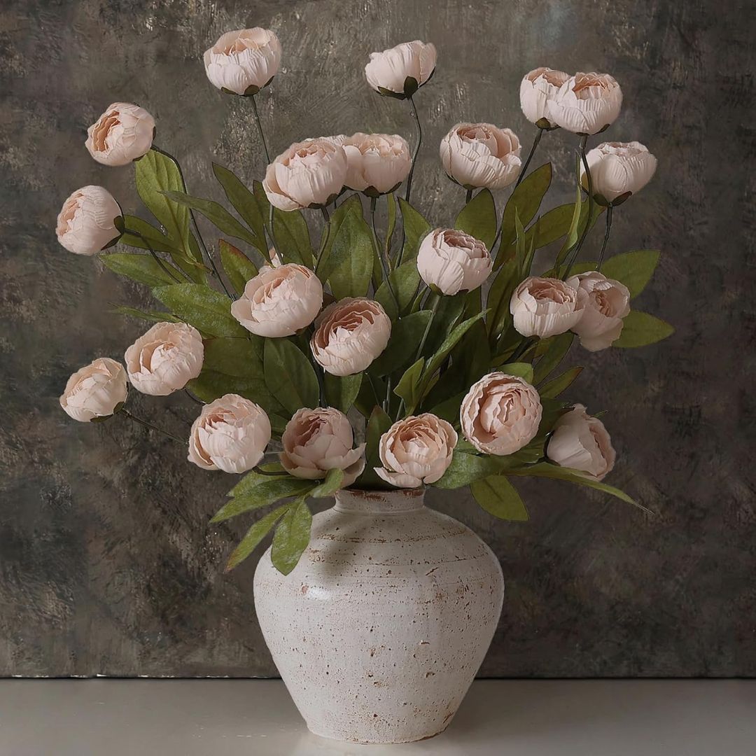 Faux Silk Peony Stems