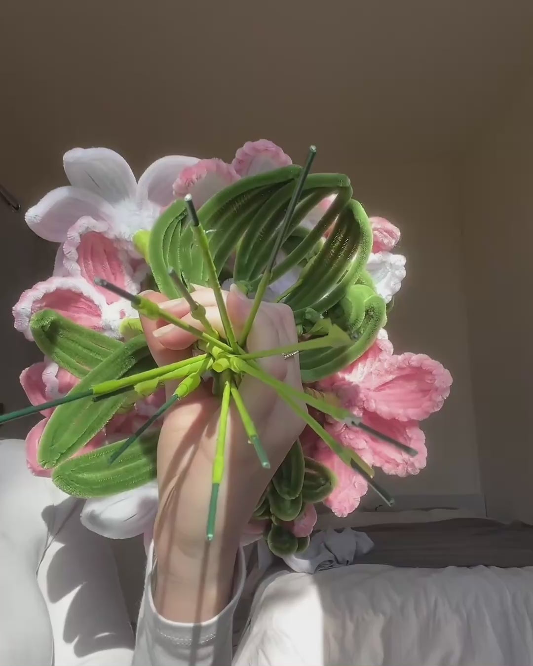 Handmade Pipe Cleaner Bouquet – Blush Lily