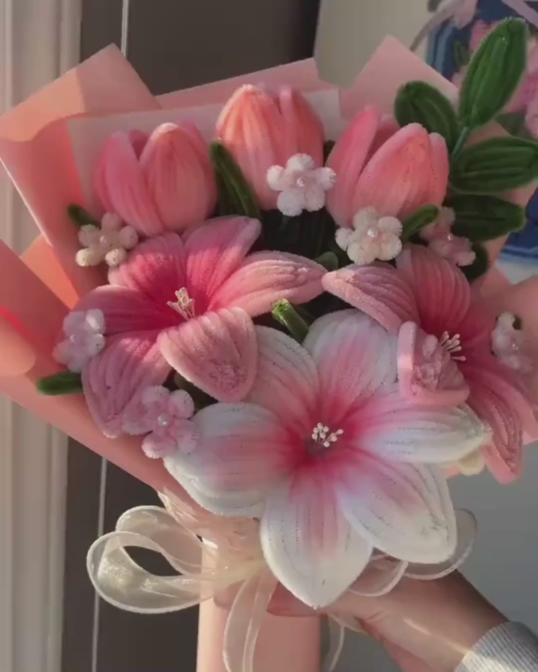 Handmade Pipe Cleaner Bouquet – Blush Tulip Bouquet