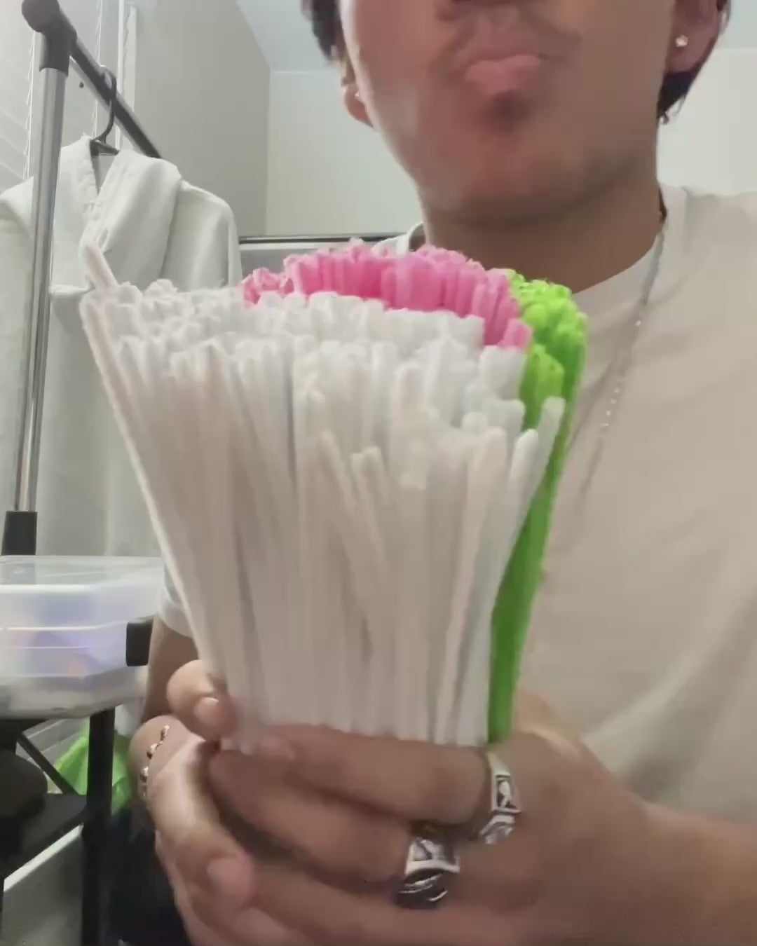 Handmade Pipe Cleaner Bouquet – Pink & White Lily